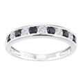 Black Sapphire and Diamond Half Eternity Ring 9ct White Gold | Prime Jewellery