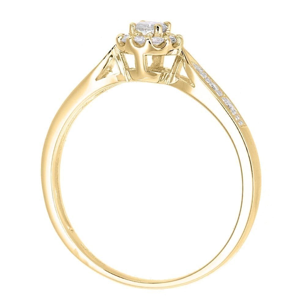 9ct Gold 0.25 Carat Natural Diamond Cluster Halo Engagement Ring
