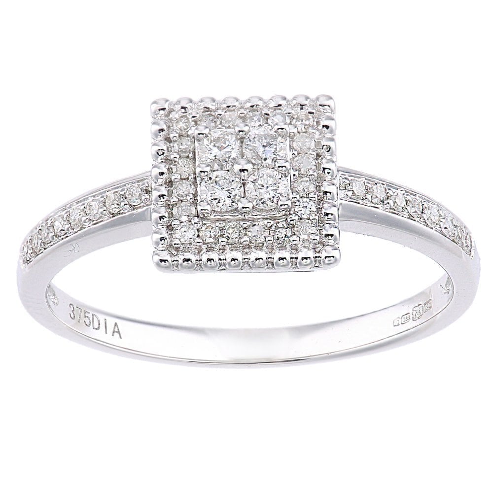 Diamond Square Halo - detail view | Prime Jewellery