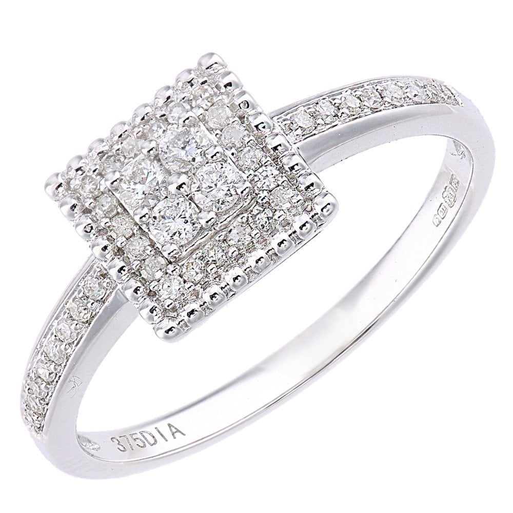 Diamond Square Halo - detail view | Prime Jewellery