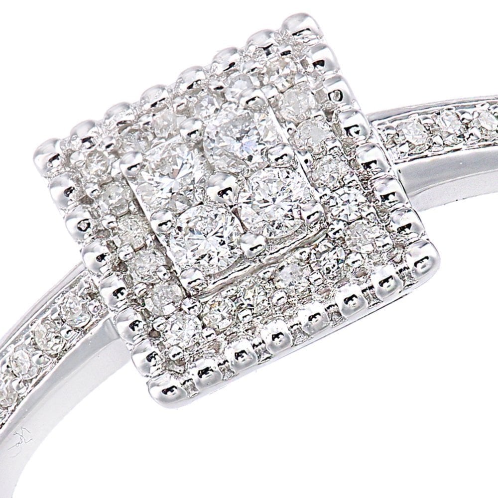 Diamond Square Halo - detail view | Prime Jewellery