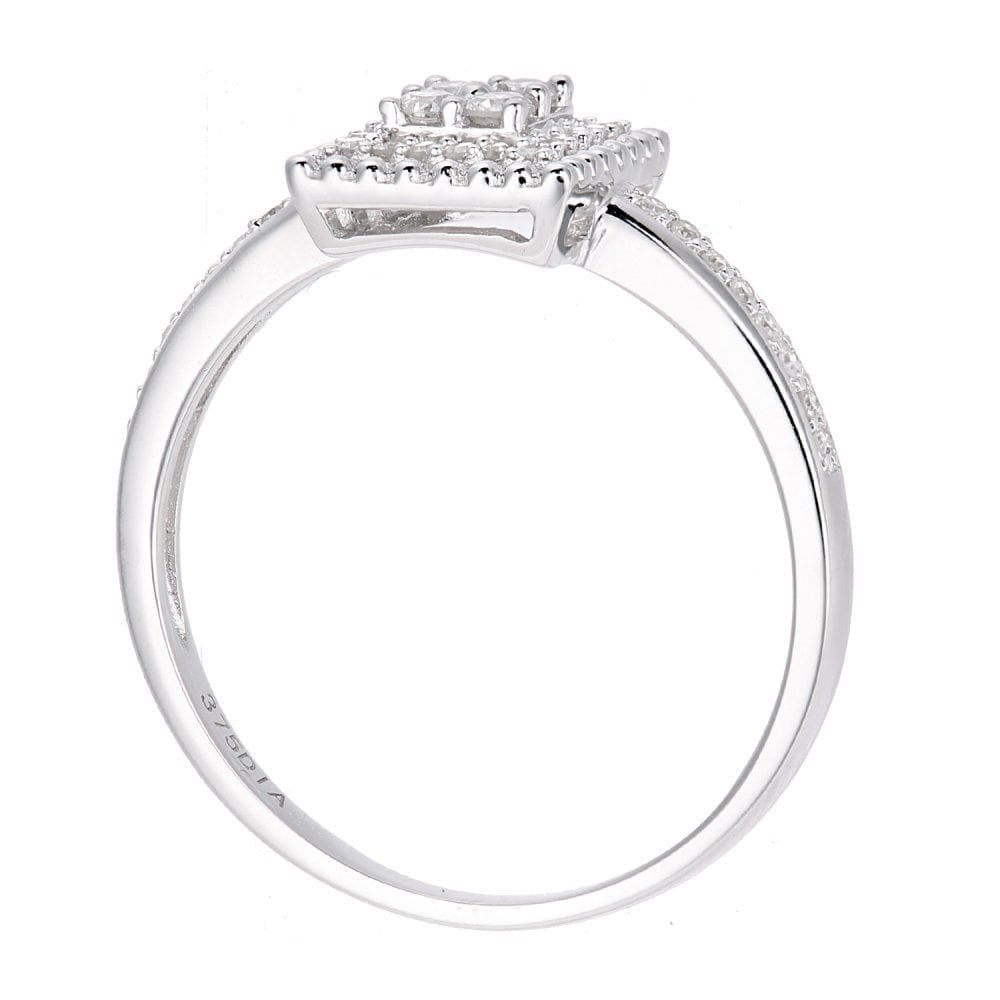 Diamond Square Halo - detail view | Prime Jewellery