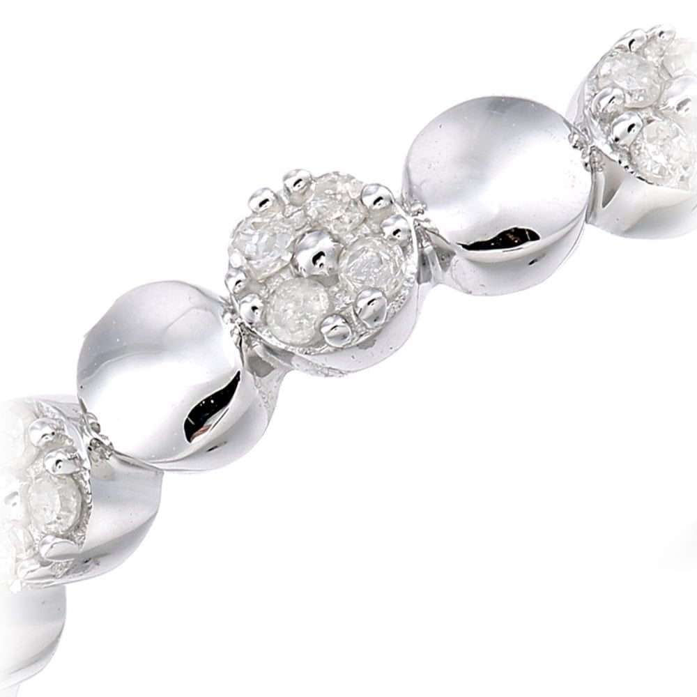 9ct White Gold Natural Diamond and Bead Eternity Ring Band