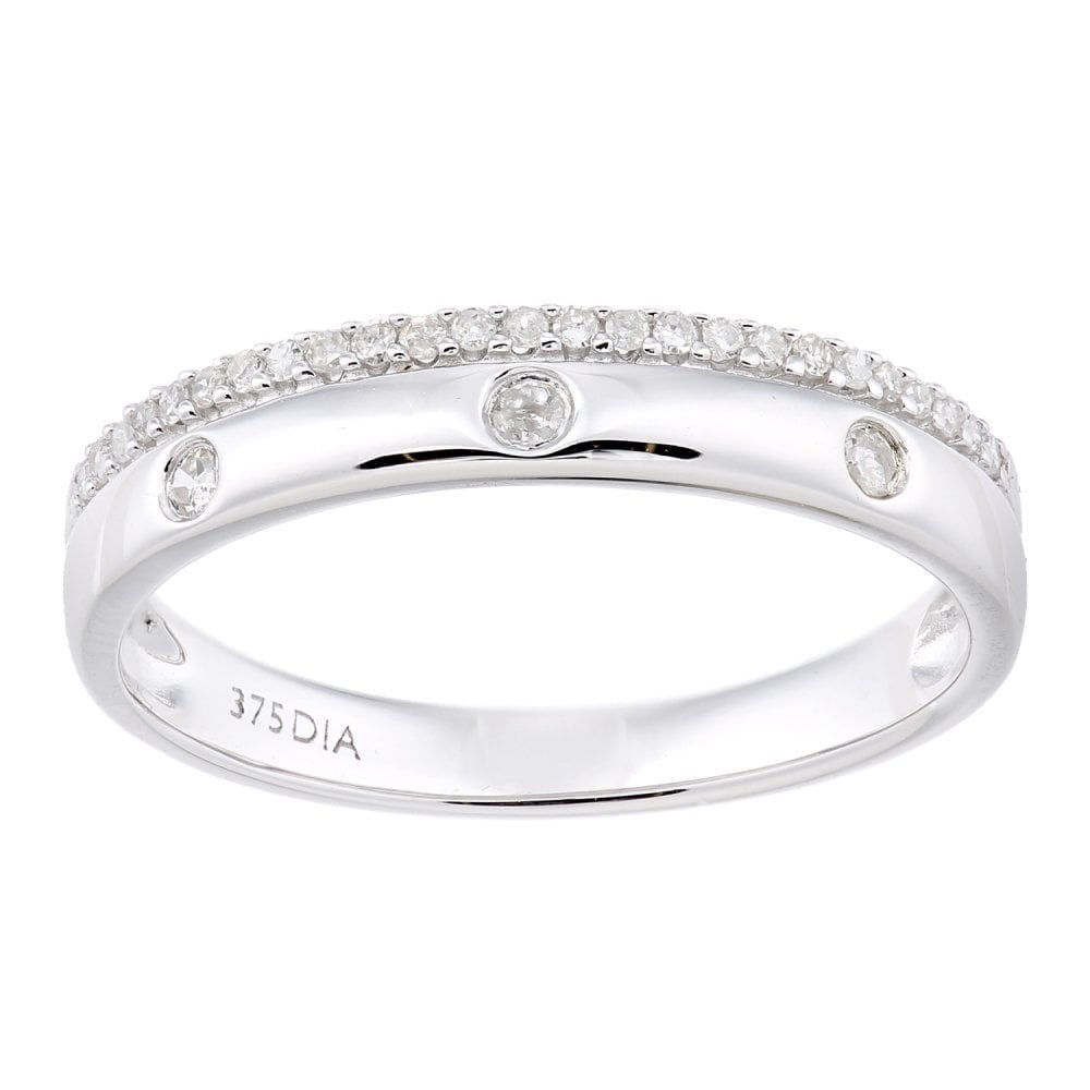 Diamond Flush Set Eternity Wedding Band 9ct White Gold | Prime Jewellery