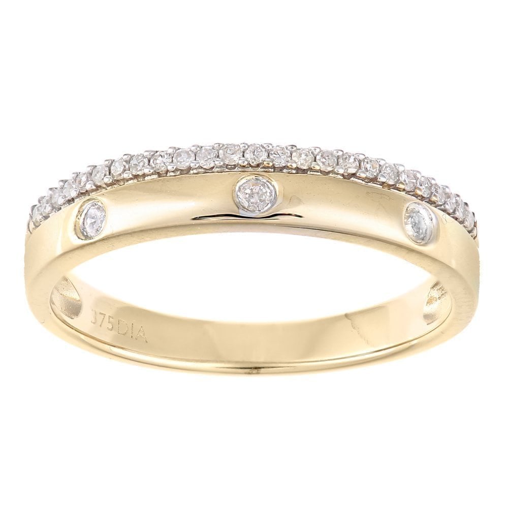 Diamond Flush Set Eternity Wedding Band 9ct Gold | Prime Jewellery