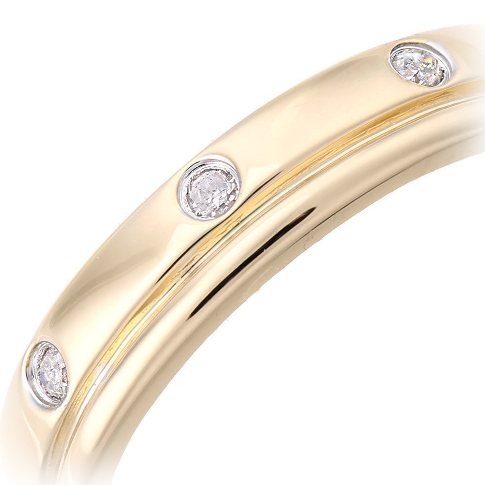 9ct Gold Natural Diamond Flush Set Wedding Band Ring