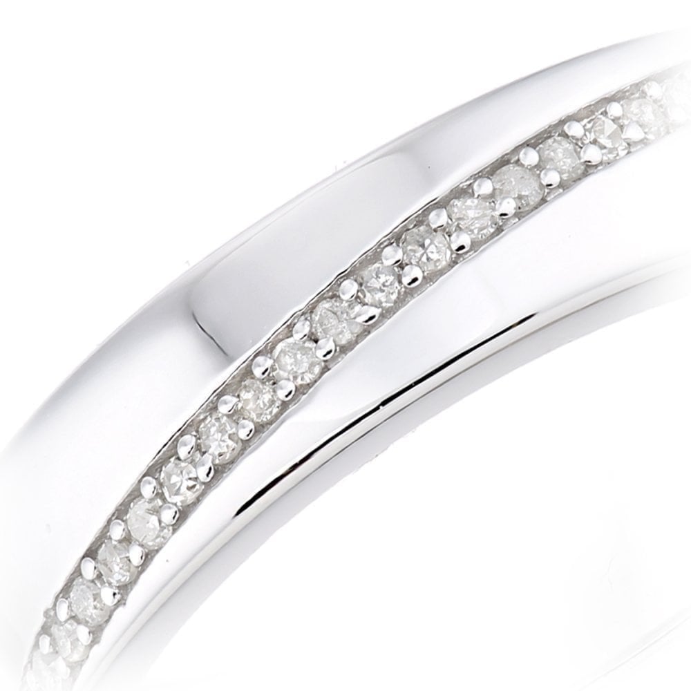 9ct White Gold Natural Diamond Braod Wedding Band Ring