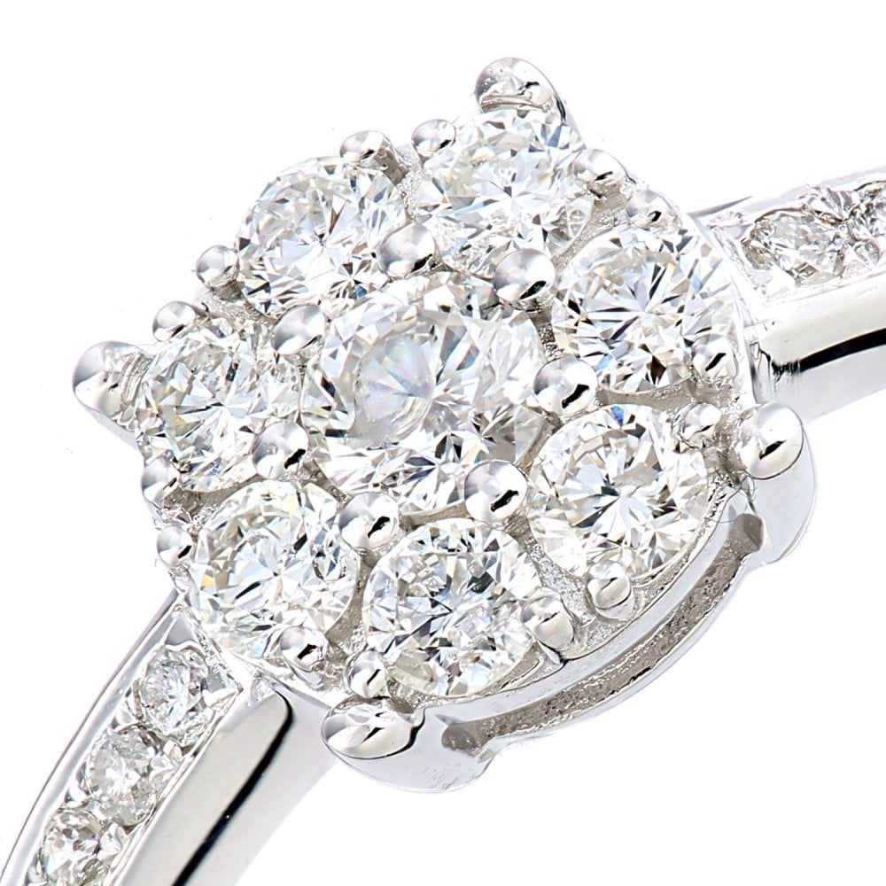 9ct White Gold 0.50 Carat Natural Diamond Cluster Engagement Ring