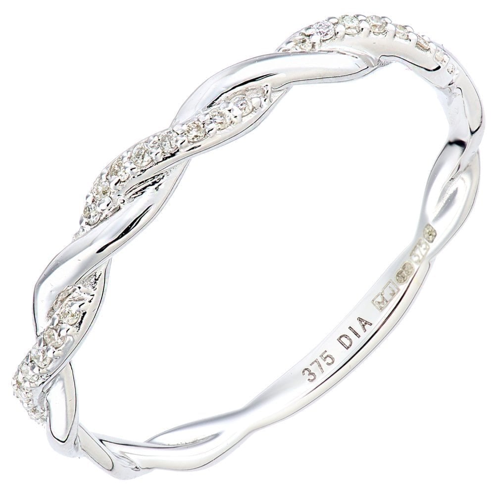 9ct White Gold Natural Diamond Crossover Eternity Ring