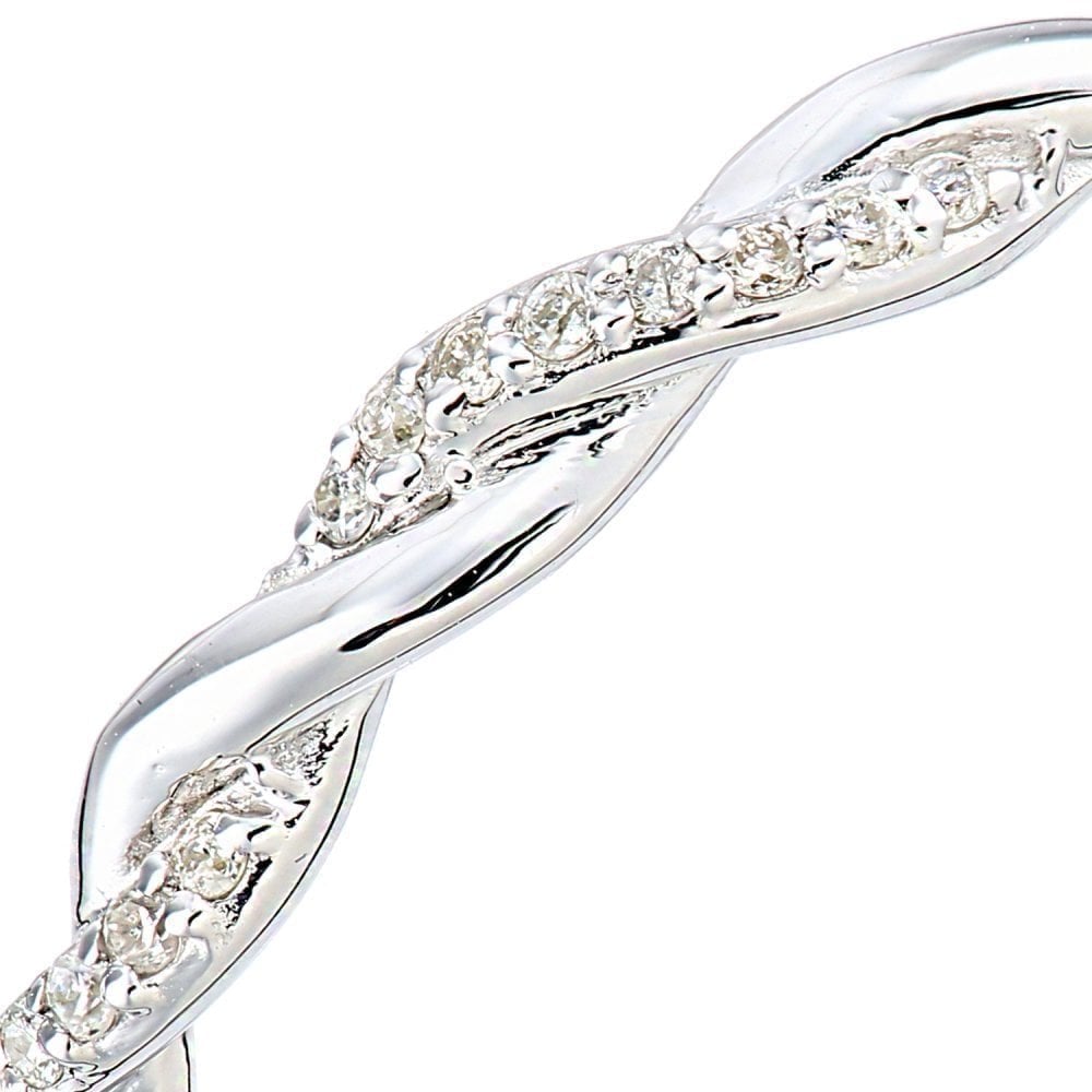 9ct White Gold Natural Diamond Crossover Eternity Ring