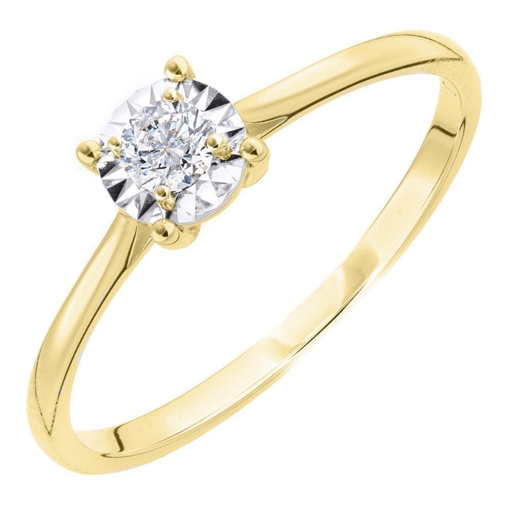 18ct Yellow Gold 0.15 Carat Natural Diamond Solitaire Engagement Ring