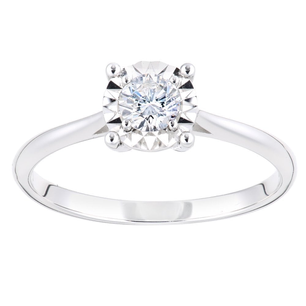 18ct White Gold 0.30 Carat Natural Diamond Solitaire Engagement Ring