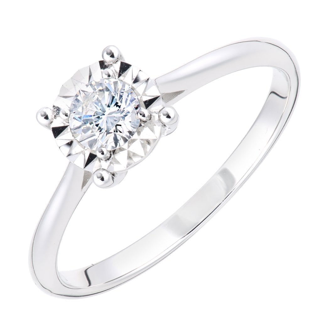 18ct White Gold 0.30 Carat Natural Diamond Solitaire Engagement Ring