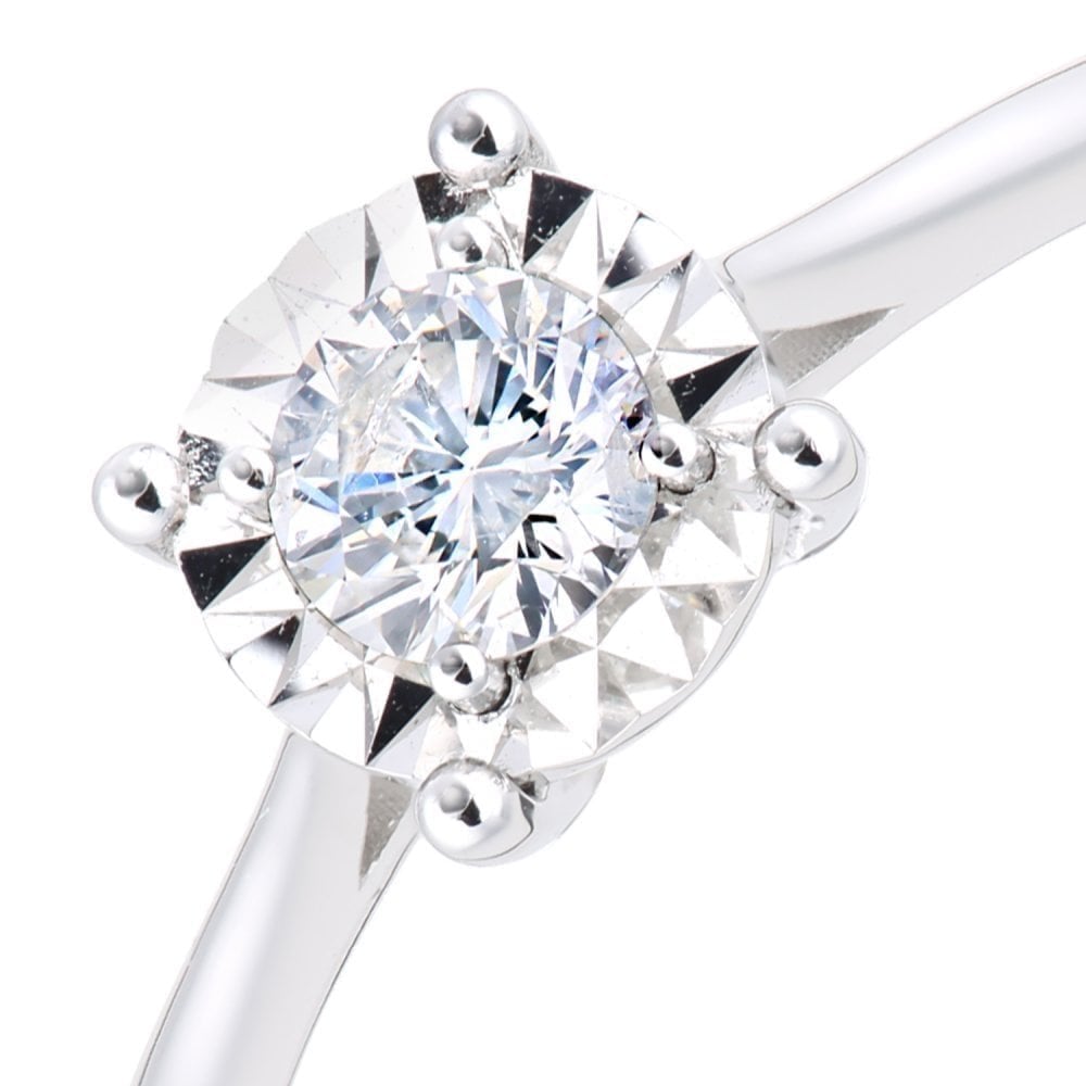 18ct White Gold 0.30 Carat Natural Diamond Solitaire Engagement Ring