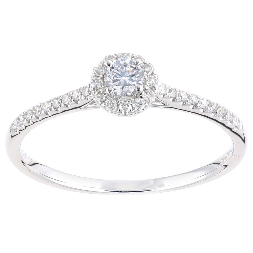 Diamond Halo Engagement - detail view | Prime Jewellery