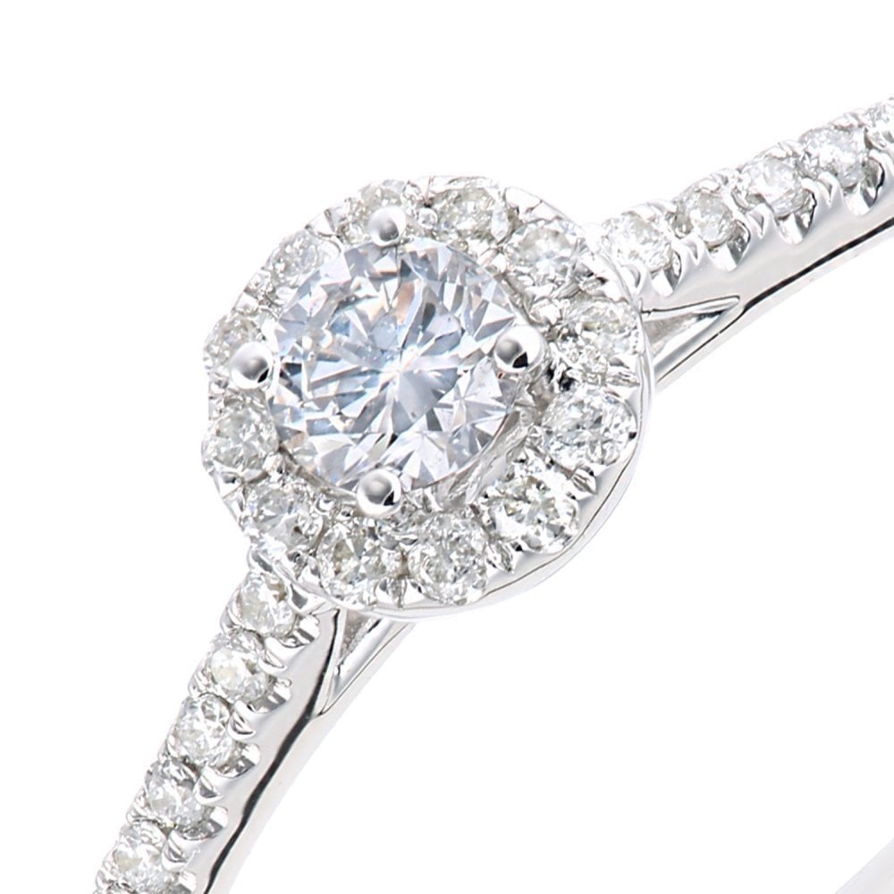 Diamond Halo Engagement - detail view | Prime Jewellery