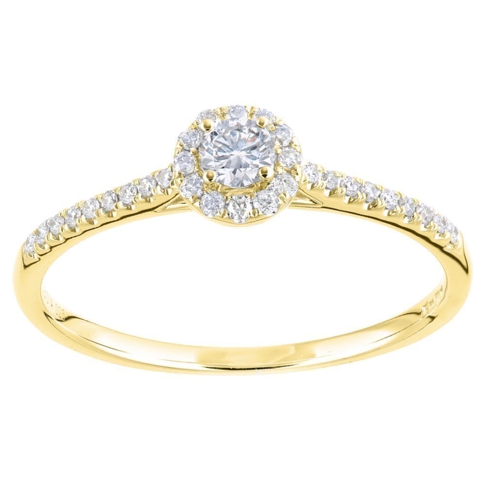 9ct Gold 0.25 Carat Natural Diamond Halo Engagement Ring