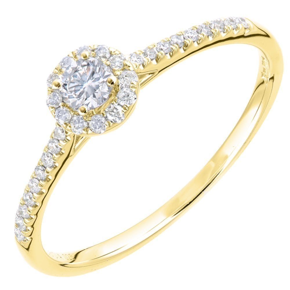 9ct Gold 0.25 Carat Natural Diamond Halo Engagement Ring