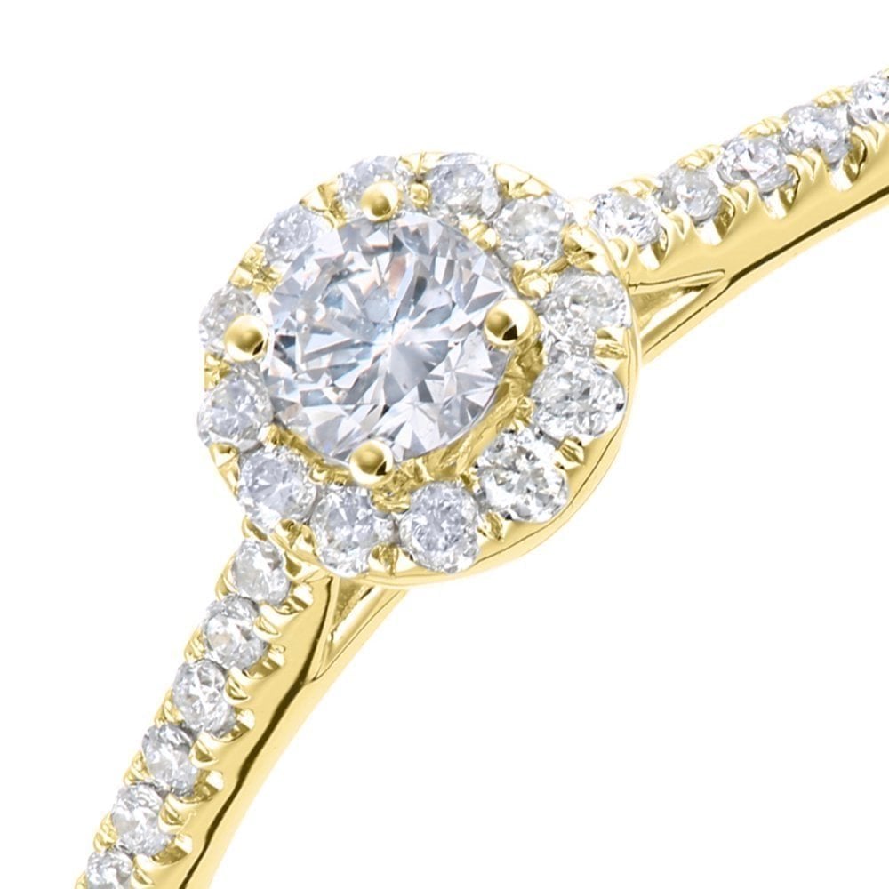 9ct Gold 0.25 Carat Natural Diamond Halo Engagement Ring