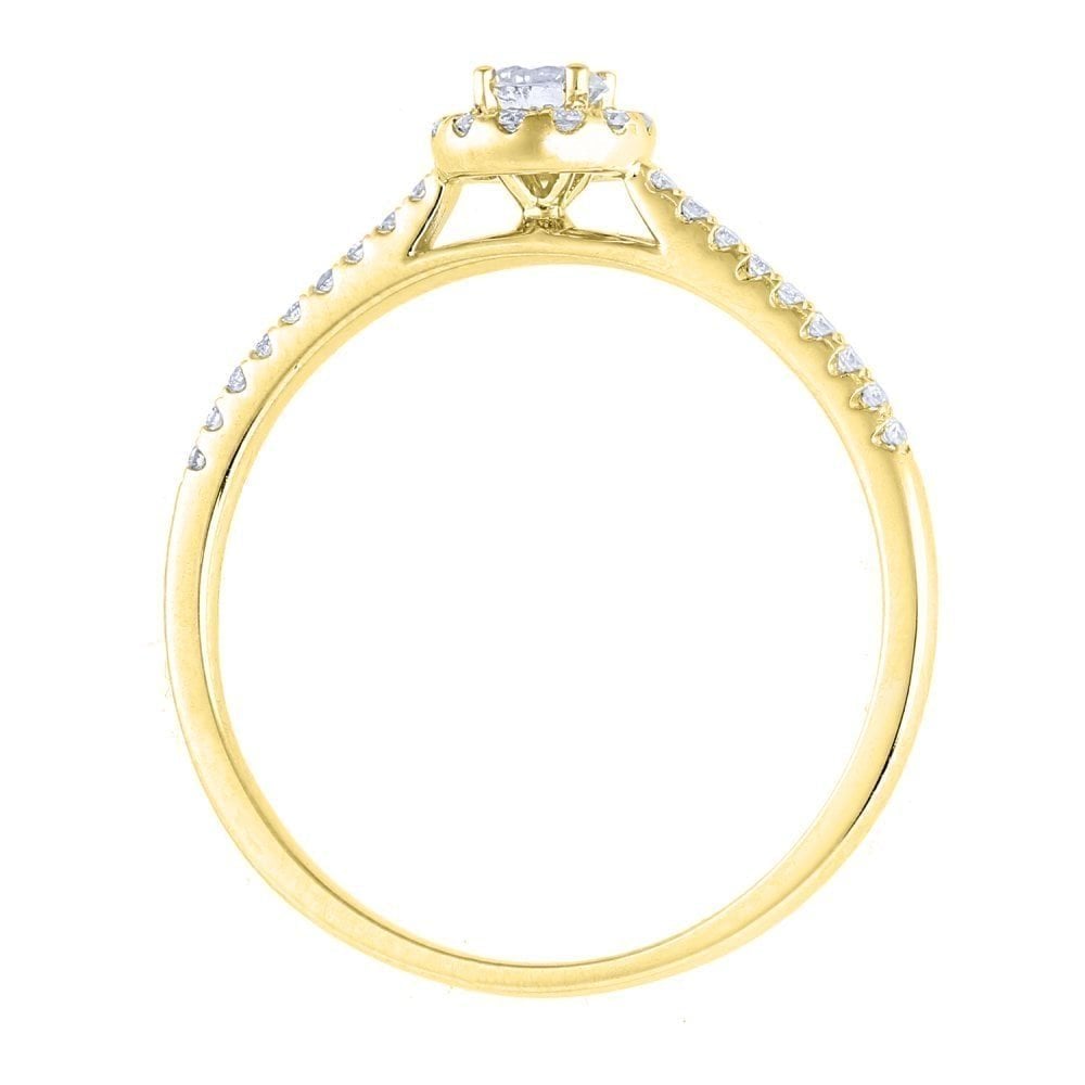 9ct Gold 0.25 Carat Natural Diamond Halo Engagement Ring