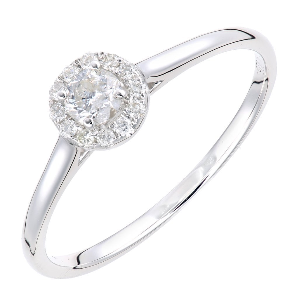 9ct White Gold 0.25 Carat Natural Diamond Halo Engagement Ring