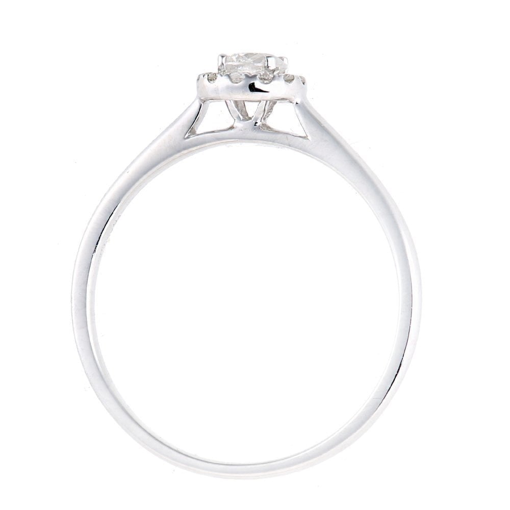 9ct White Gold 0.25 Carat Natural Diamond Halo Engagement Ring