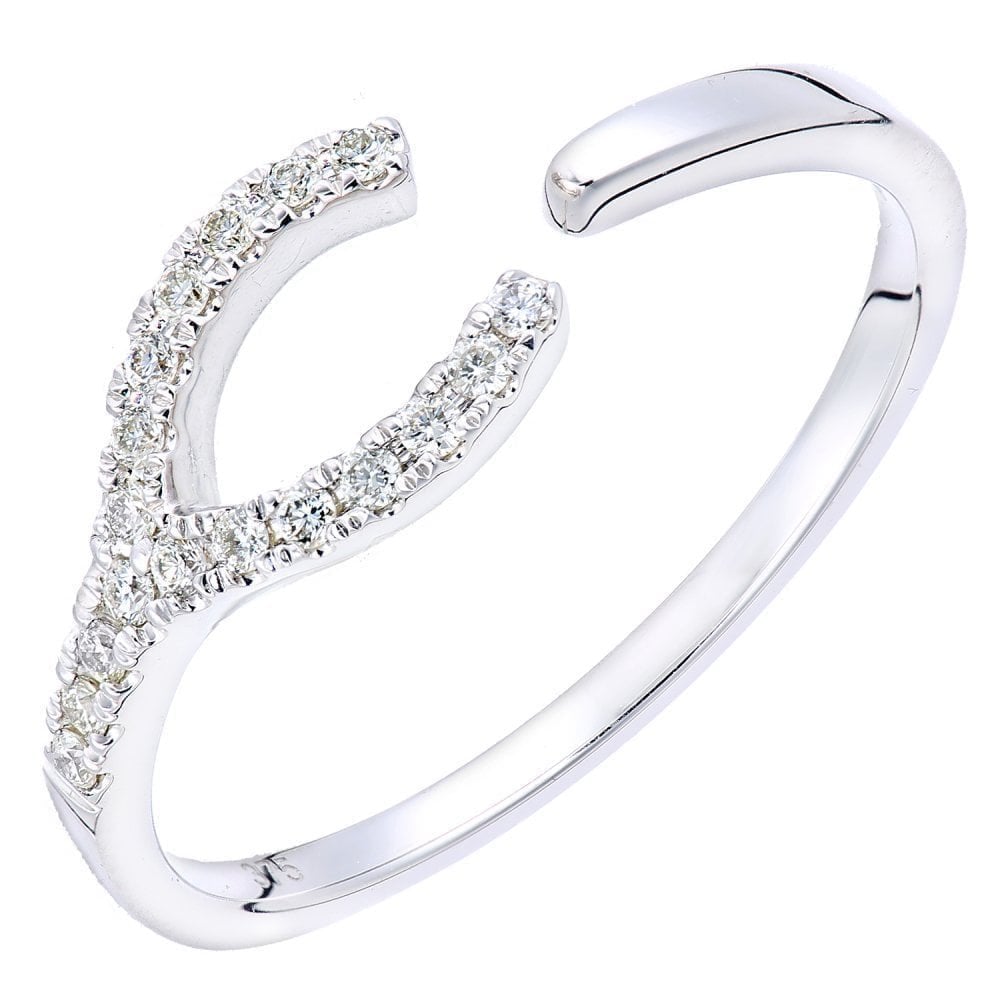 9ct White Gold Natural Diamond Fancy Wishbone Ring