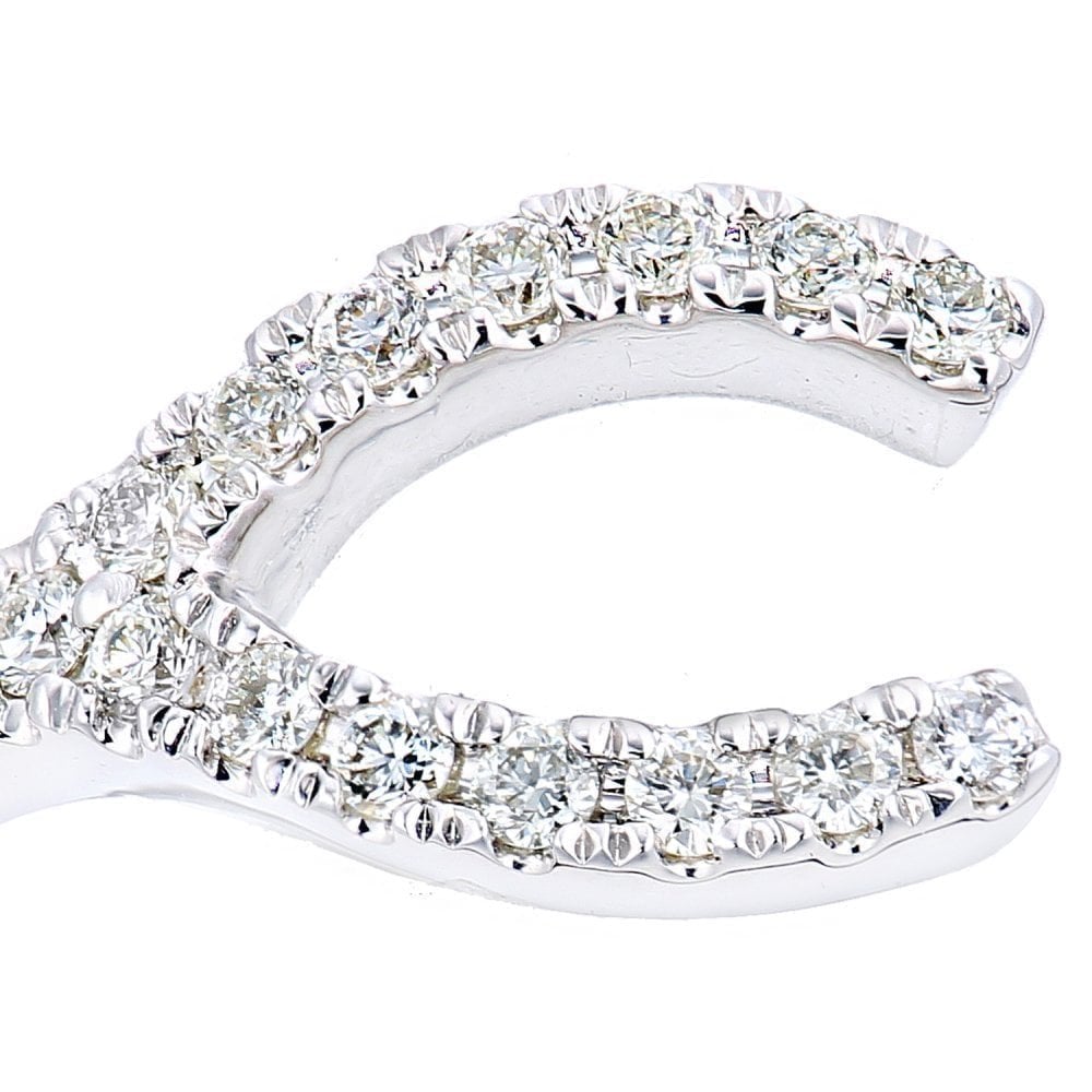 9ct White Gold Natural Diamond Fancy Wishbone Ring