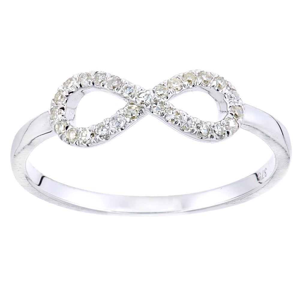 9ct White Gold 0.15 Carat Natural Diamond Infinity Ring