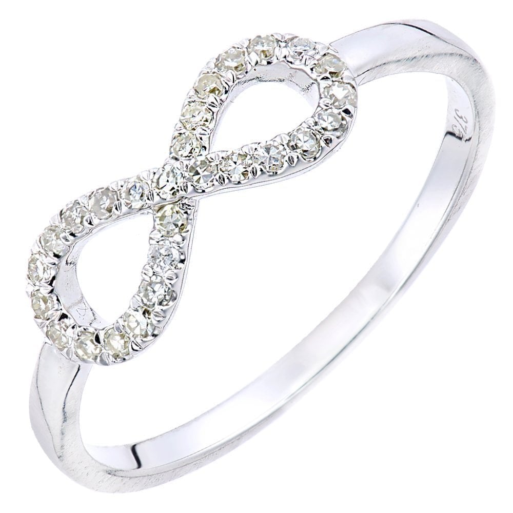 9ct White Gold 0.15 Carat Natural Diamond Infinity Ring