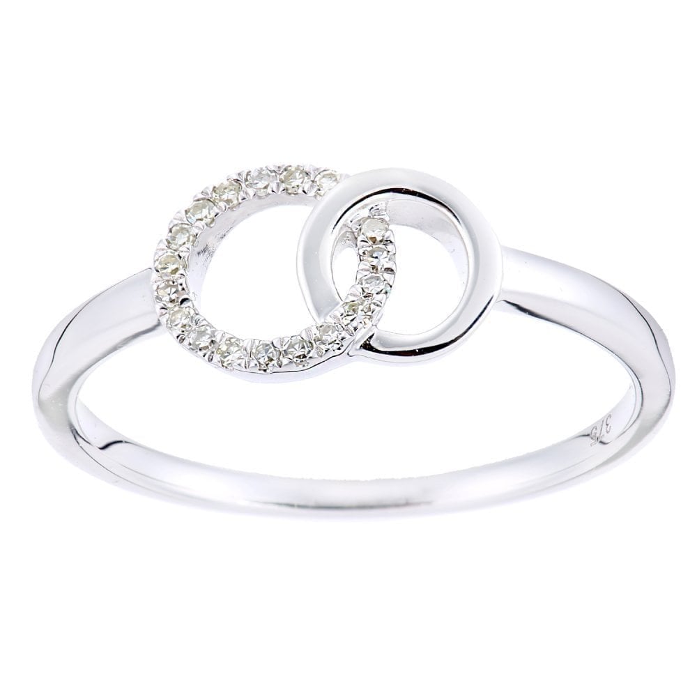 9ct White Gold Natural Diamond Linking Circles Ring