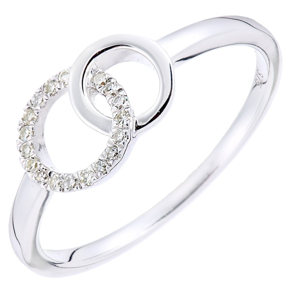 9ct White Gold Natural Diamond Linking Circles Ring
