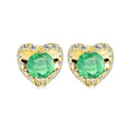 9ct Yellow Gold 0.50ct Round Emerald & Diamond Heart Stud Earrings