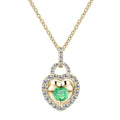 9ct Yellow Gold Emerald & Diamond Heart Pendant Necklace