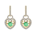 9ct Yellow Gold 0.50ct Round Emerald & 0.22ct Diamond Heart Drop Earrings
