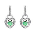 9ct White Gold 0.50ct Round Emerald & 0.22ct Diamond Heart Drop Earrings