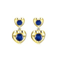 1.06 Ct Round Natural Blue Sapphire and Diamond Heart Drop Earrings in 9ct Yellow Gold