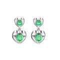 9ct White Gold 0.75ct Round Emerald & Diamond Heart Drop Earrings
