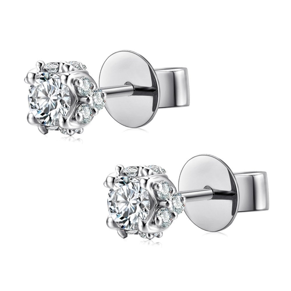9ct White Gold 0.25 Carat Natural Diamond Solitaire Stud Earrings
