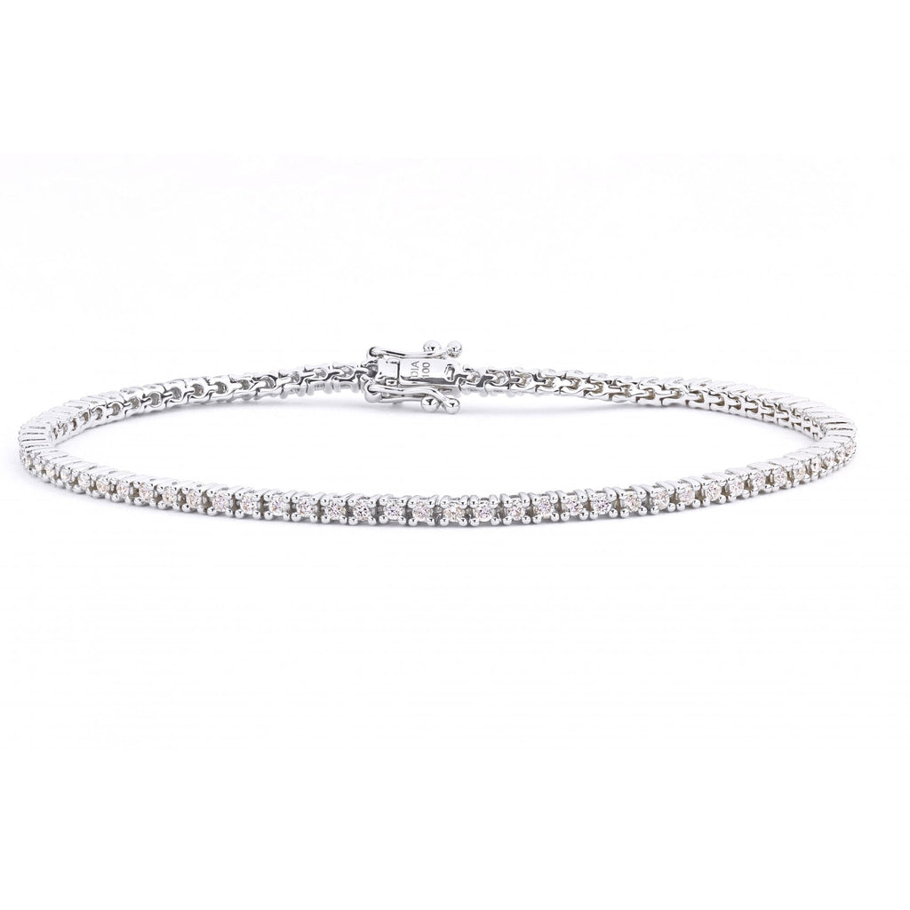18ct White Gold 1ct Natural Diamond Tennis Bracelet
