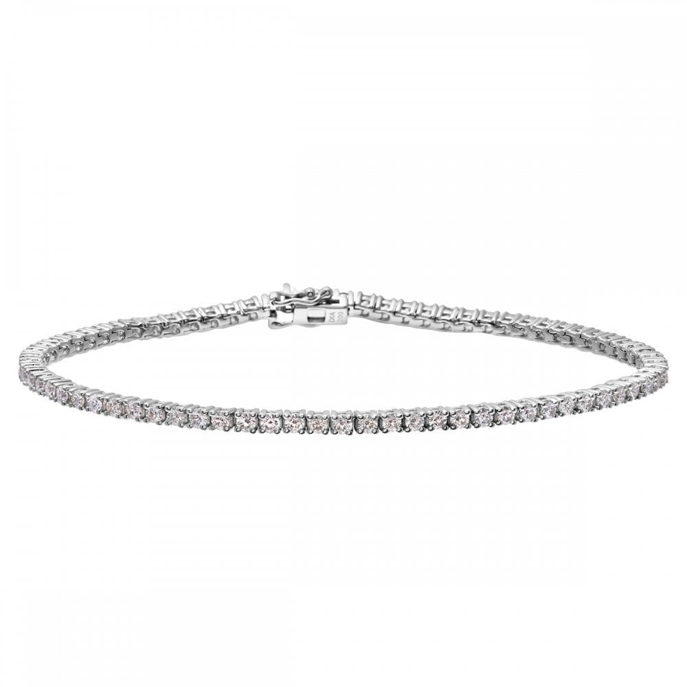 18ct White Gold 2 Carat Natural Diamond Tennis Tennis Bracelet H