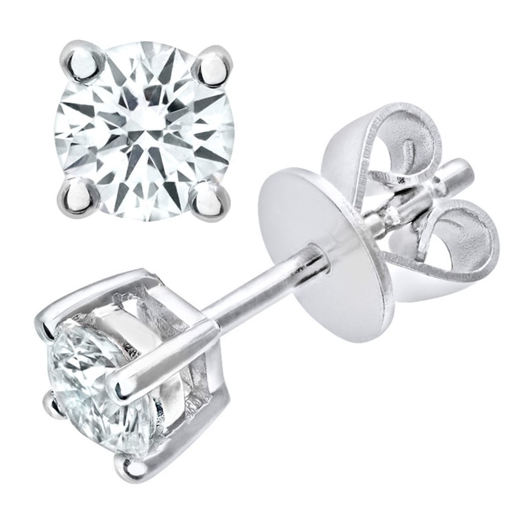 Platinum 0.50 Carat Natural Diamond Solitaire Round Stud Earrings with Platinum Push Back