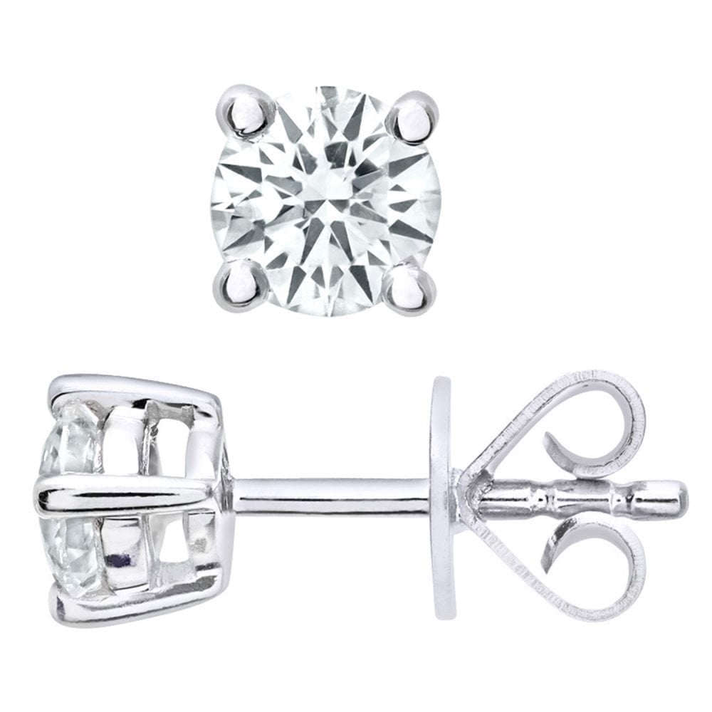 Platinum 0.50 Carat Natural Diamond Solitaire Round Stud Earrings with Platinum Push Back