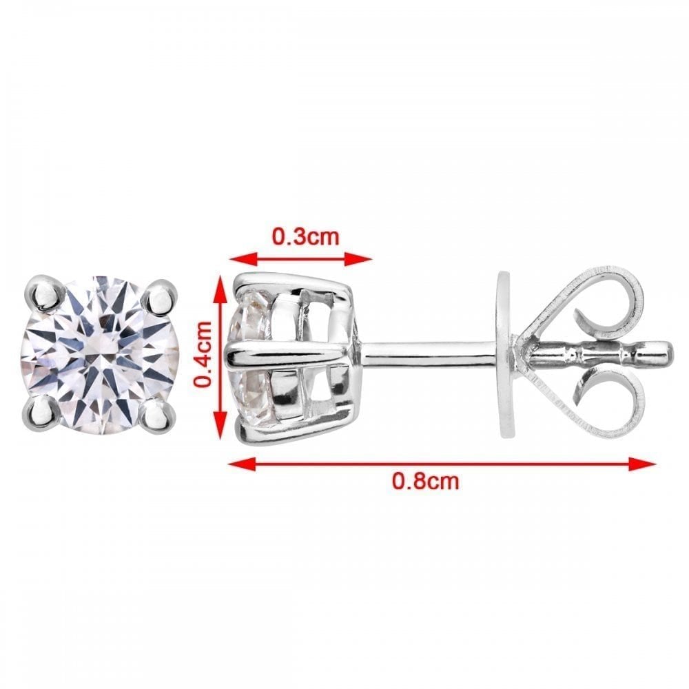 18ct White Gold 0.50 Carat Natural Diamond Solitaire Round Stud Earrings with Gold Push Back