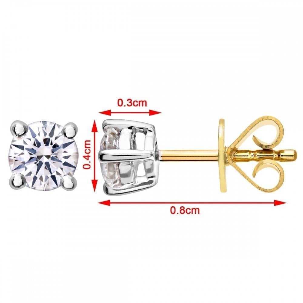 18ct Yellow Gold 0.50 Carat Natural Diamond Solitaire Round Stud Earrings with Gold Push Back