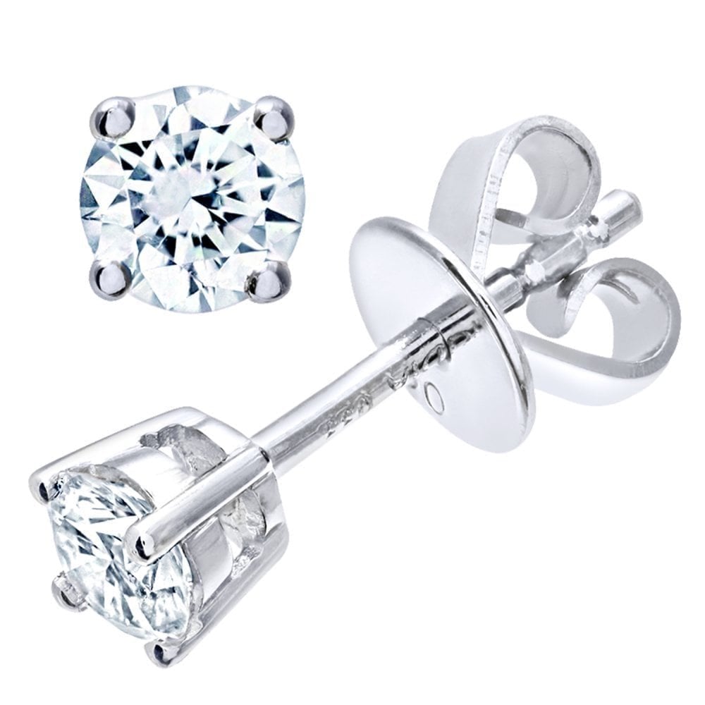 Platinum 0.33 Carat Natural Diamond Solitaire Round Stud Earrings with Platinum Push Back
