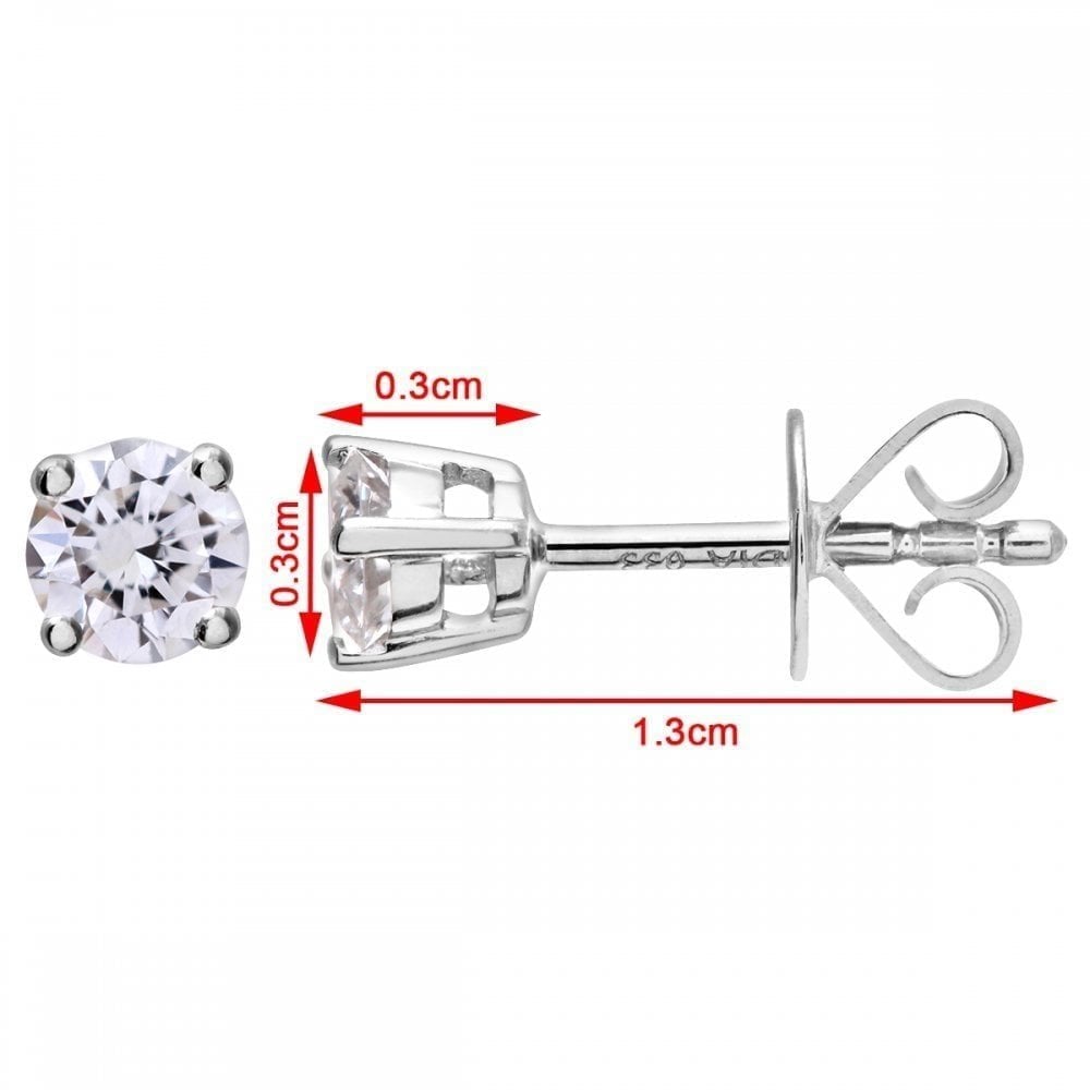 Platinum 0.33 Carat Natural Diamond Solitaire Round Stud Earrings with Platinum Push Back