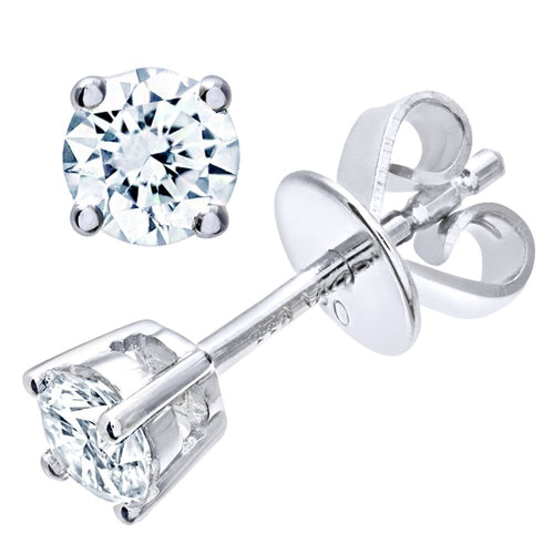 Diamond Solitaire Stud Earrings 18ct White Gold | Prime Jewellery