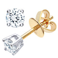18ct Yellow Gold 0.33 Carat Natural Diamond Solitaire Round Stud Earrings