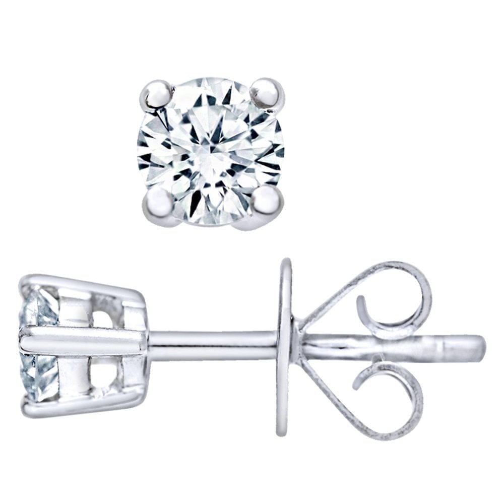Platinum 0.25 Carat Natural Diamond Round Solitaire Stud Earrings with Platinum Push Back